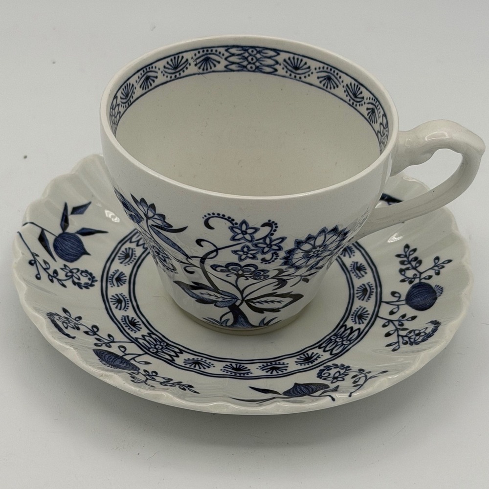 Vintage J&G Meakin Classic Blue Nordic Cup and Saucer Set of 8 English Ironstone